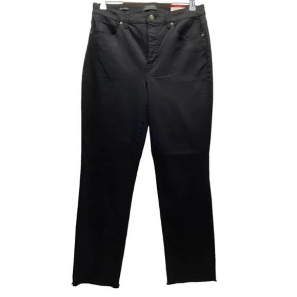 Talbots Flawless Jeans Women's 8 Black Denim High Waist Modern Ankle Raw Hem NWT - Picture 1 of 14